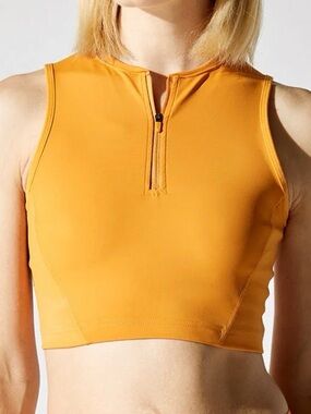 Nike Women's Zip Crop Tank in Mustard Size Small